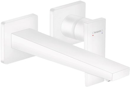 Wastafelmengkraan Metropol HansGrohe Afdekset Uitloop 22.5 cm en Afvoerplug Mat Wit Chroom