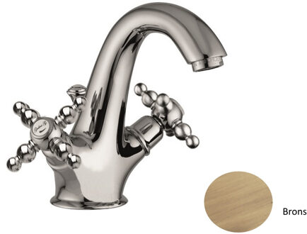 Wastafelmengkraan Sanimex Giulini Opbouw Tweegreeps Kruisgreep Met Pop-Up Brons Sanimex
