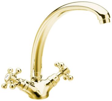 Wastafelmengkraan Sapho Antea 2-knop Gebogen Uitloop 26.5 cm Goud