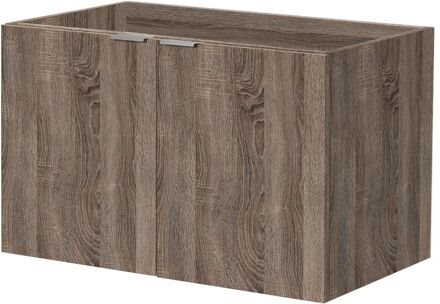 Wastafelonderkast Cecina 47cm - Donker Eiken Houtlook - Met 2 Deuren - 47,6x79,4x50cm