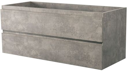 Wastafelonderkast Napoli 119cm - Betongrijs - Met 2 Lades - 119,4x50x47,5cm