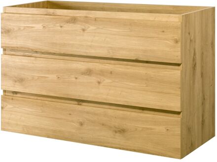 Wastafelonderkast Napoli 120cm - Scandinavisch Eiken - Met 3 Lades - 119,4x75x47,5cm