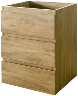 Wastafelonderkast Napoli 59cm - Asgrijze Eik - Met 3 Lades - 59,4x75x47,5cm