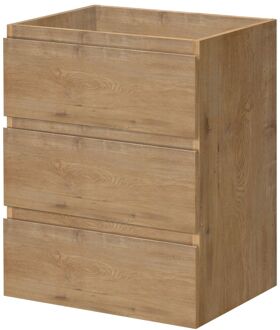 Wastafelonderkast Napoli 59cm - Natuur Eik Houtlook - Met 3 Lades - 59,4x75x47,5cm