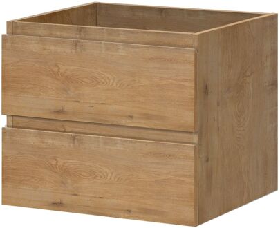 Wastafelonderkast Napoli 59cm - Natuur Eiken Houtlook - Met 2 Lades - 59,4x50x47,5cm