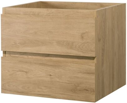 Wastafelonderkast Napoli 60cm - Asgrijze Eik - Met 2 Lades - 59,4x50x47,5cm