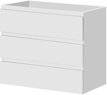 Wastafelonderkast Napoli 89cm - Hoogglans Wit - Met 3 Lades - 89,4x75x47,5cm