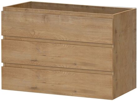 Wastafelonderkast Napoli 89cm - Natuur Eiken Houtlook - Met 3 Lades - 89,4x75x47,5cm