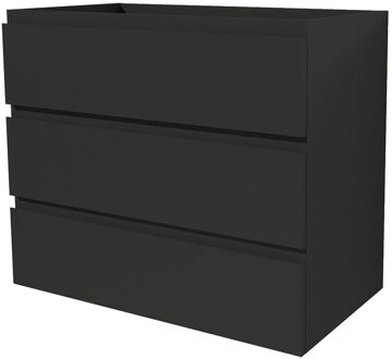 Wastafelonderkast Napoli 89cm - Zwart Mat - Met 3 Lades - 89,4x75x47,5cm