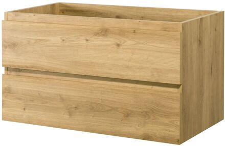 Wastafelonderkast Napoli 90cm - Scandinavisch Eiken - Met 2 Lades - 89,4x50x47,5cm