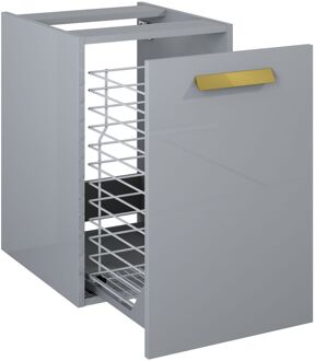 Wastafelonderkast Ness 40cm - Lichtgrijs Glanzend - Met 2 Lades