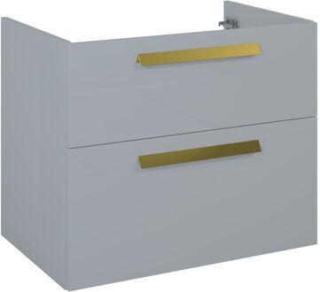 Wastafelonderkast Ness 72cm - Lichtgrijs Hoogglans - Met 2 Lades