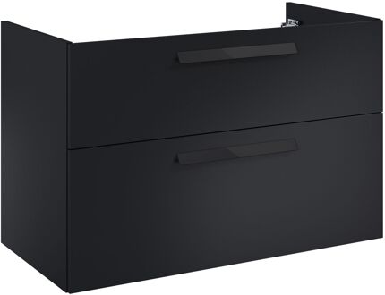 Wastafelonderkast Ness 92cm - Zwart Mat - Met 2 Lades - 92x57x45cm
