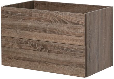 Wastafelonderkast Savena 47cm - Donker Eiken Houtlook - Met 2 Lades - 47,4x50x79,2cm