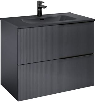 Wastafelonderkast Soho 80cm - Zwart Mat - Met 2 Lades