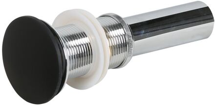 Wastafelplug Solid Surface Black Waste - Metaal - Cilinder - Mat Zwart - 6,6x6,6x9cm