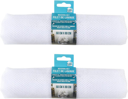 Waszak - 2x - 60 x 80 cm - wit - polyester - groot - wasnet