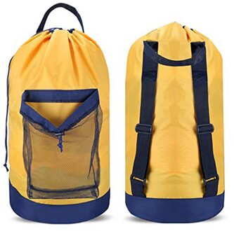 Waszak Mesh Pocket Nylon Rugzak Kleding Wasmand Tas Met Trekkoord Sluiting Voor College Reizen Wasserette geel