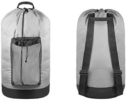Waszak Mesh Pocket Nylon Rugzak Kleding Wasmand Tas Met Trekkoord Sluiting Voor College Reizen Wasserette grijs