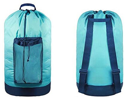 Waszak Mesh Pocket Nylon Rugzak Kleding Wasmand Tas Met Trekkoord Sluiting Voor College Reizen Wasserette lucht blauw