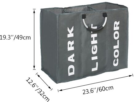 Waszak Opvouwbare Wasmand Grote Vuile Wasmand Wasmand Sorter Oxford Doek Vuile Kleren Tas Met Aluminium Handvat diep gray60x32x49cm