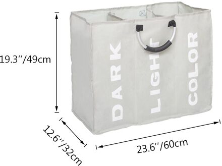 Waszak Opvouwbare Wasmand Grote Vuile Wasmand Wasmand Sorter Oxford Doek Vuile Kleren Tas Met Aluminium Handvat licht gray60x32x49cm