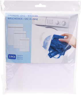 Waszakken 3x stuks voor delicaat wasgoed - lingerie/bh waszak - wit - diverse formaten