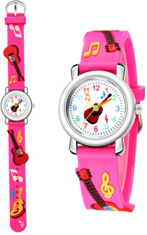 Watch for children Fashion Cartoons Embossed guitar buckle Dazzling Child Mesh Belt Watches Rubber wristwatch часы детские W3