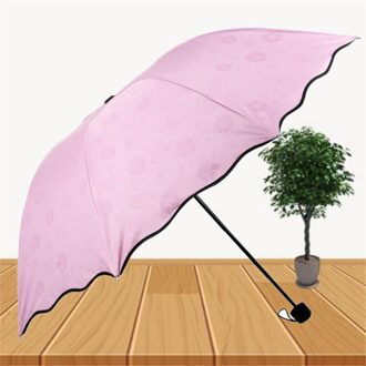 Water Bloeiende Paraplu Drievoudige Vinyl Zon Beschermende Kleine Verse Parasol Zonnescherm Kids Paraplu Voor Jongen Xiaomi Flowering roze