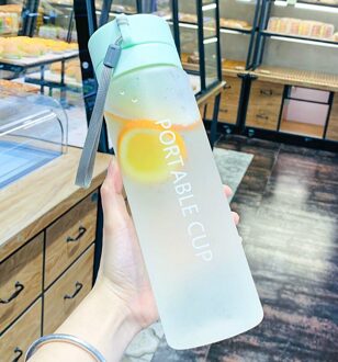 Water Bottle 600/800ml Protable Double Cup Cover Large Capacity Matte Water Cup Cute Water Bottle Items 600ML / groen