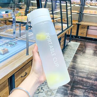Water Bottle 600/800ml Protable Double Cup Cover Large Capacity Matte Water Cup Cute Water Bottle Items 600ML / wit