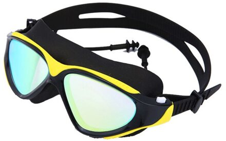 Water Bril Professionele Zwembril Volwassenen Waterdichte Zwemmen Uv Anti Fog Verstelbare Bril Oculos Espelhado Zwembad Bril zwart en geel