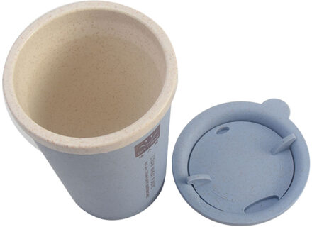 Water Cup 280 Ml Dubbele Muur Isolatie Tarwe Fiber Stro Koffie Cup Mok Lekvrij Blauw