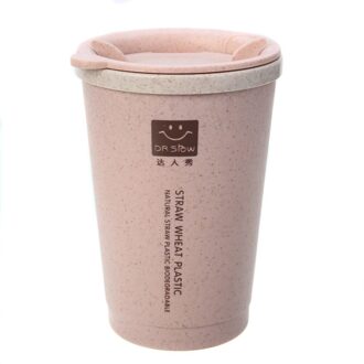 Water Cup 280 Ml Dubbele Muur Isolatie Tarwe Fiber Stro Koffie Cup Mok Lekvrij Roze