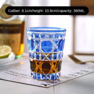 Water Cup Glas Rotan Plaid Mark Sterrenhemel Cup Creatieve Water Cup Bar Ktv Levert Gesneden Glas Water Cup 1pc/2Pc blauw 380ml