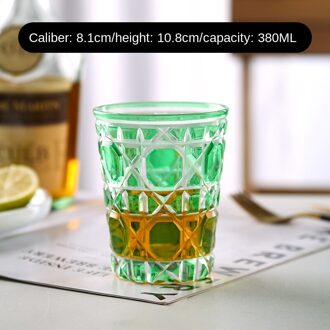 Water Cup Glas Rotan Plaid Mark Sterrenhemel Cup Creatieve Water Cup Bar Ktv Levert Gesneden Glas Water Cup 1pc/2Pc groen 380ml