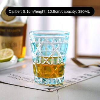 Water Cup Glas Rotan Plaid Mark Sterrenhemel Cup Creatieve Water Cup Bar Ktv Levert Gesneden Glas Water Cup 1pc/2Pc lucht blauw 380ml