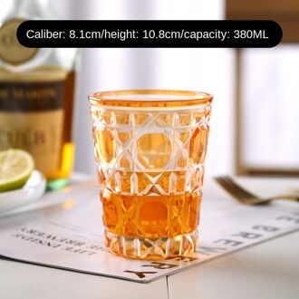 Water Cup Glas Rotan Plaid Mark Sterrenhemel Cup Creatieve Water Cup Bar Ktv Levert Gesneden Glas Water Cup 1pc/2Pc oranje 380ml