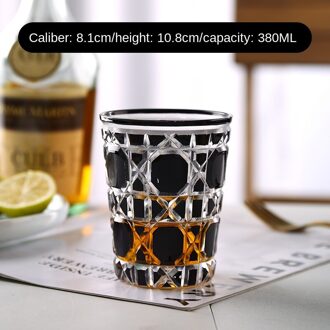 Water Cup Glas Rotan Plaid Mark Sterrenhemel Cup Creatieve Water Cup Bar Ktv Levert Gesneden Glas Water Cup 1pc/2Pc zwart 380ml