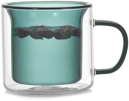 Water Cup Hoge Borosilicaatglas Dubbele Glas Kleurrijke Band Handvat Vintage Koffie Cup Keuken Gereedschappen Kantoor Water Cup groen