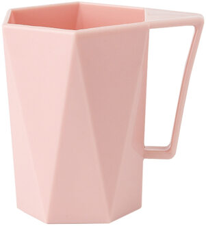 Water Cup Koffiekopjes Geometrische Cup Persoonlijkheid Melk Sap Citroen Mok Koffie Thee Herbruikbare Plastic Bekers # T1P roze