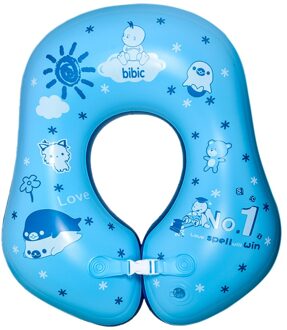 Water Drijvende Drinken Bekerhouder Accessoire Baby Baby Hals Cirkel Baden Boei Cartoon Afdrukken Opblaasbare Float Ring blauw-S