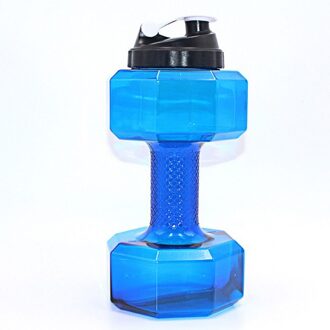 Water Fles 2.2L Haltervormige Sport Drink Oefening Gym Eiwit Shake Gewicht Sport Water Fles Barbell Vorm Fitness Blauw