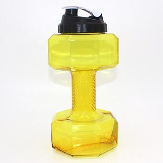 Water Fles 2.2L Haltervormige Sport Drink Oefening Gym Eiwit Shake Gewicht Sport Water Fles Barbell Vorm Fitness geel