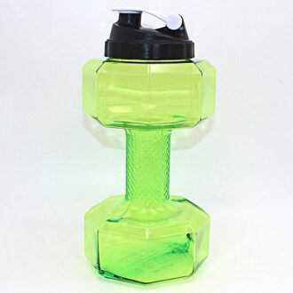 Water Fles 2.2L Haltervormige Sport Drink Oefening Gym Eiwit Shake Gewicht Sport Water Fles Barbell Vorm Fitness groen