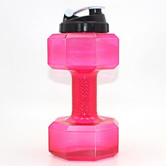 Water Fles 2.2L Haltervormige Sport Drink Oefening Gym Eiwit Shake Gewicht Sport Water Fles Barbell Vorm Fitness Roze