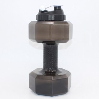 Water Fles 2.2L Haltervormige Sport Drink Oefening Gym Eiwit Shake Gewicht Sport Water Fles Barbell Vorm Fitness zwart