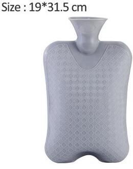 Water Fles Effen Kleur Dikke Pvc Silicone Rubber Warm Water Fles Irrigatie Hand Warmers Warm Paleis Warme Zak grijs-L
