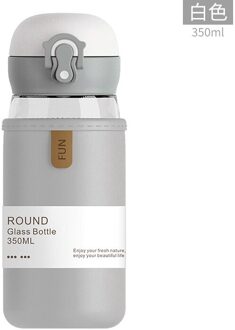 Water Fles Met Doek Cover Anti-Brandwonden, bounce Cover Met Thee Spacer Mannelijke En Vrouwelijke Student Paar Leuke Water Cup wit