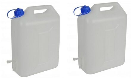 Water Jerrycan met kraantje - 2x - 10 liter - waterjerrycans / watertank - kunststof